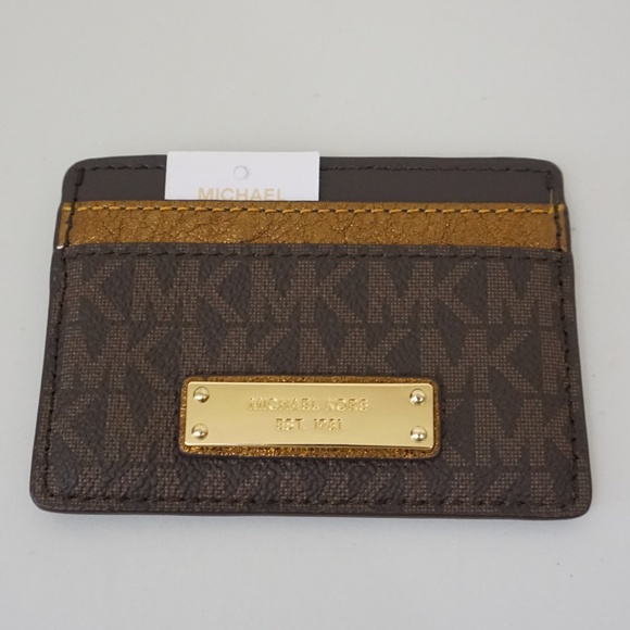 MICHAEL Michael Kors Handbags - New Michael Kors Signature Logo Card Holder Brown